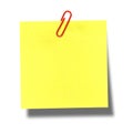 Yellow Post-it Red Paper Clip Royalty Free Stock Photo