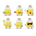 Yellow potion cartoon character with various types of business emoticons Royalty Free Stock Photo