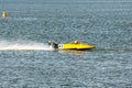 Yellow powerboat go fast along the lake Royalty Free Stock Photo