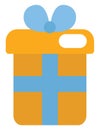 Yellow present with blue bow, icon Royalty Free Stock Photo