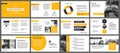 Yellow presentation templates and infographics elements background. Use for business annual report, flyer, corporate marketing, l