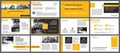 Yellow presentation templates and infographics elements background. Use for business annual report, flyer, corporate marketing, l