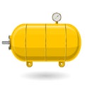 Yellow pressure vessel for water, gas, air. Pressure tank for storage of material.