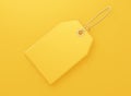 Yellow price blank tag. For sales, product discounts. 3d rendering.