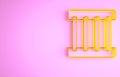 Yellow Prison window icon isolated on pink background. Minimalism concept. 3d illustration 3D render