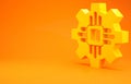 Yellow Processor icon isolated on orange background. CPU, central processing unit, microchip, microcircuit, computer