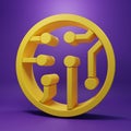 Yellow Processor icon isolated on purple background. CPU, central processing unit, microchip, microcircuit, computer Royalty Free Stock Photo