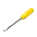 Yellow professional realistic slotted Screwdriver with a plastic handle. Isometric 3d construction tool isolated on white