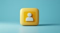 Yellow profile icon with a modern 3D design on a light blue background Royalty Free Stock Photo