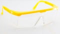 Yellow protective spectacles isolated on white background Royalty Free Stock Photo