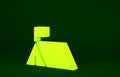 Yellow Protest camp icon isolated on green background. Protesting tent. Minimalism concept. 3d illustration 3D render
