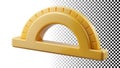 Yellow protractor angle measurement tool icon, geometry education png transparent image Generative AI