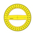 Yellow protractor, full circle 360 degrees