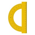 Yellow protractor icon, flat style.