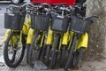 Yellow public bikes in the city Buenos Aires Argentina Latin America South America ncie