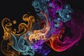 Yellow and Purple Cloud of Smoke Space Art against Matte Background, Illustration, Generative AIVotex