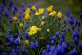 Yellow and Purple Spring Flowers Royalty Free Stock Photo