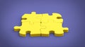 Yellow puzzle on purple background Royalty Free Stock Photo