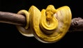 Yellow python wrapped around a branch.
