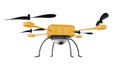 Yellow quadrocopter isolated on white background. 3d rendering