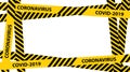 Yellow quarantine warning tape frame with place for text. vector Illustration isolated on white background. graphic