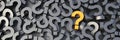 Yellow question mark on a background of black signs Royalty Free Stock Photo
