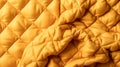 Yellow Quilted fabric background top view, generative AI.