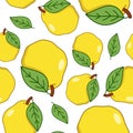 Yellow Quince Fruit Seamless Pattern