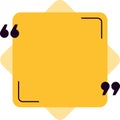 Yellow quote box with quotation marks inviting to write text over a light yellow background, ideal for social media