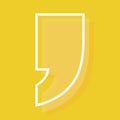 Yellow quote icon copy space for your text in yellow background