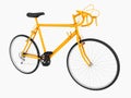 Yellow racing bicycle isolated on white background