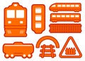 Yellow rail road icons set