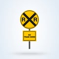 Yellow Rail Sign - Railroad warning. Simple vector modern icon design illustration