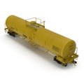 Yellow Railroad Tank Car on white. Angle from up. 3D illustration