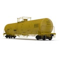 Yellow railroad tank cars for oil and gas isolated. 3D illustration