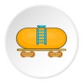 Yellow railroad tank icon, cartoon style