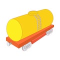 Yellow railroad tank icon, cartoon style