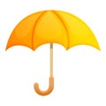 Yellow rainy umbrella icon, cartoon style