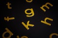 Yellow random letters on black background Royalty Free Stock Photo