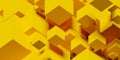 Yellow random shifted isometric cube or boxes background