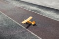 Yellow rc radio controlled plane outdoors Royalty Free Stock Photo