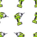 Yellow Rechargeable and Cordless Drill seamless pattern. 3d render illustration