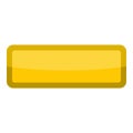 Yellow rectangle button icon, cartoon style