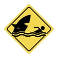 Yellow rectangle shark attack beach safety warning sign vector, wild shark bite caution