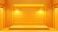 A yellow rectangular niche mockup with lamp lights. Modern realistic illustration of a modern interior design, home