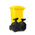 yellow recycle bin isolated on white Royalty Free Stock Photo