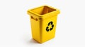 A Yellow recycle bin with recycle symbol isolated on white background. Generative Ai Royalty Free Stock Photo