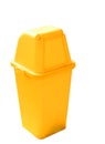 Yellow recycling bin isolated clipping path.