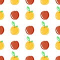 Yellow red apples pattern. Idea for damask, paper, covers, templates, celebrations, summer holidays, natural fruit themes.