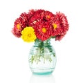 Yellow and red autumn flowers in vase Royalty Free Stock Photo